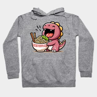 Endearing Dino Eating Ramen Hoodie